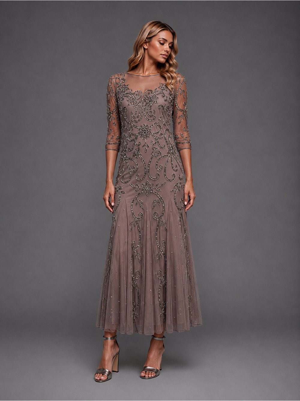 Function & Fringe Edit | Pisarro Nights Beaded Mesh Gown Glamour - Picture 3 of 8